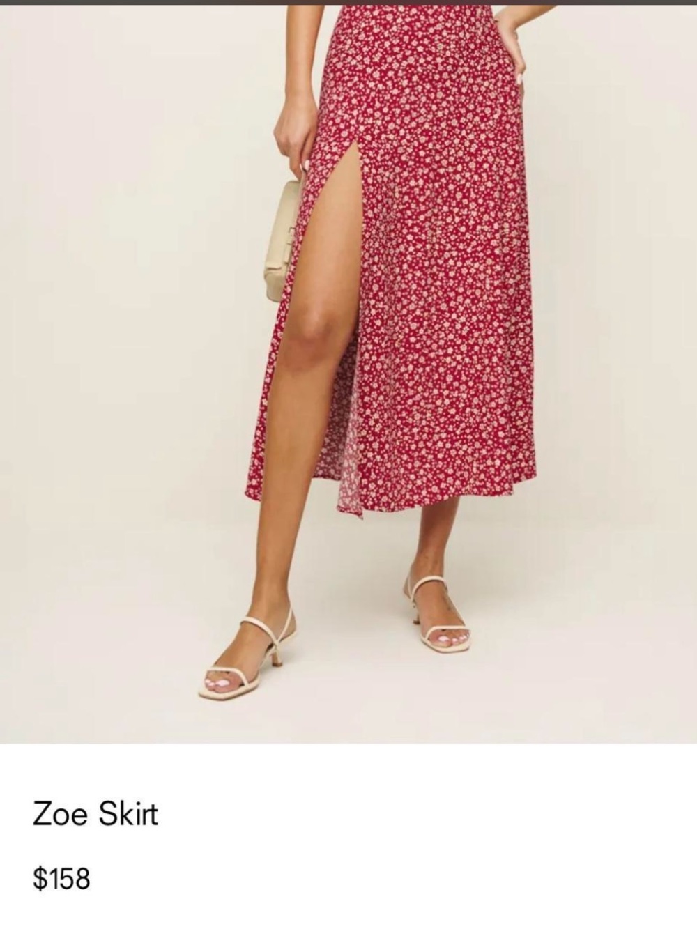 Reformation Red Polka Dot Midi Skirt with Side Slit - Picture 2 of 5